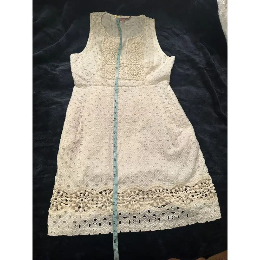 CALYPSO ST BARTH LACE EYELET BEADED MINI SHEATH DRESS W/ POCKETS